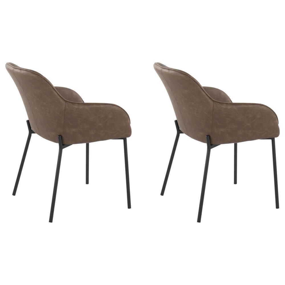 LumiSource Daniella Arm Chair with Espresso Faux Leather Cushion in Black (Set of 2), , large