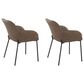 LumiSource Daniella Arm Chair with Espresso Faux Leather Cushion in Black (Set of 2), , large