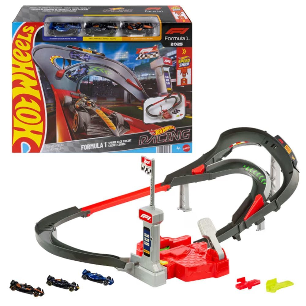 Hot Wheels Racing F1 Sprint Race Circuit Track Set with 3 1:64 Die-Cast Cars, , large