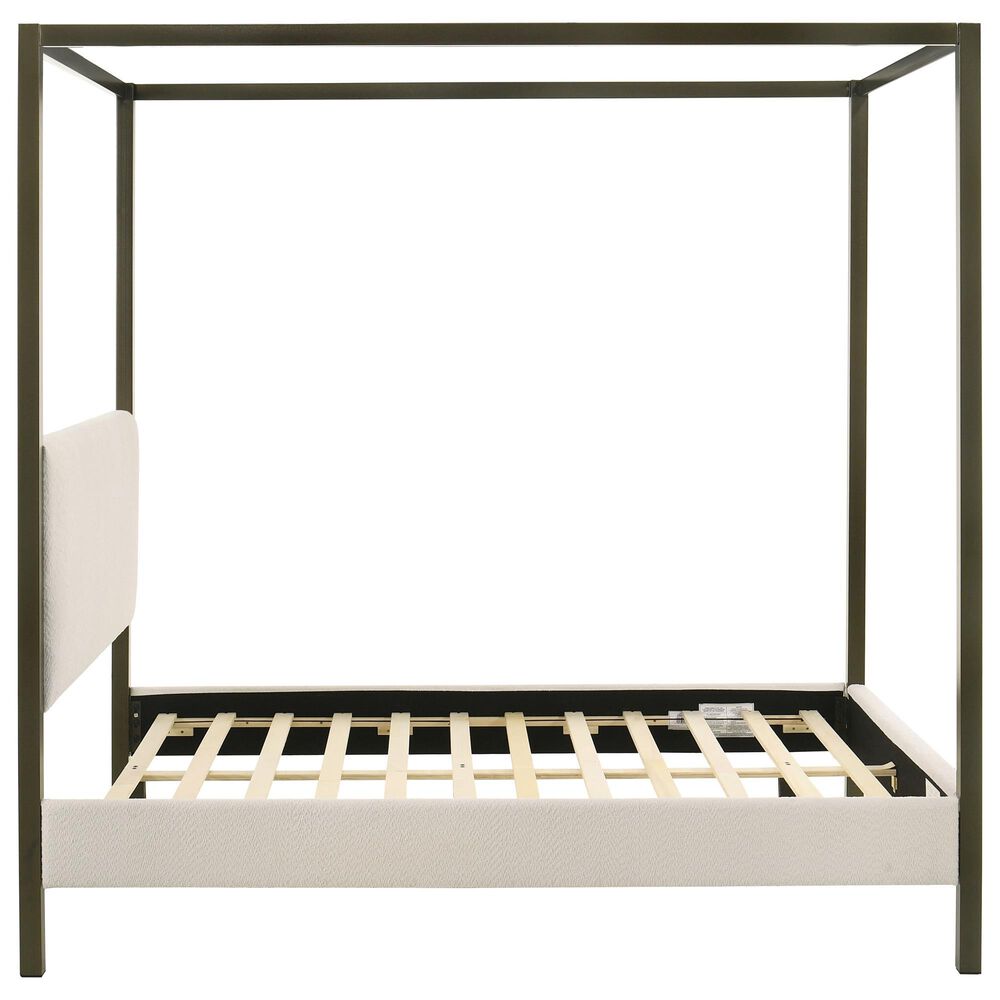 Pacific Landing Monroe King Upholstered Canopy Bed in Vanilla White, , large
