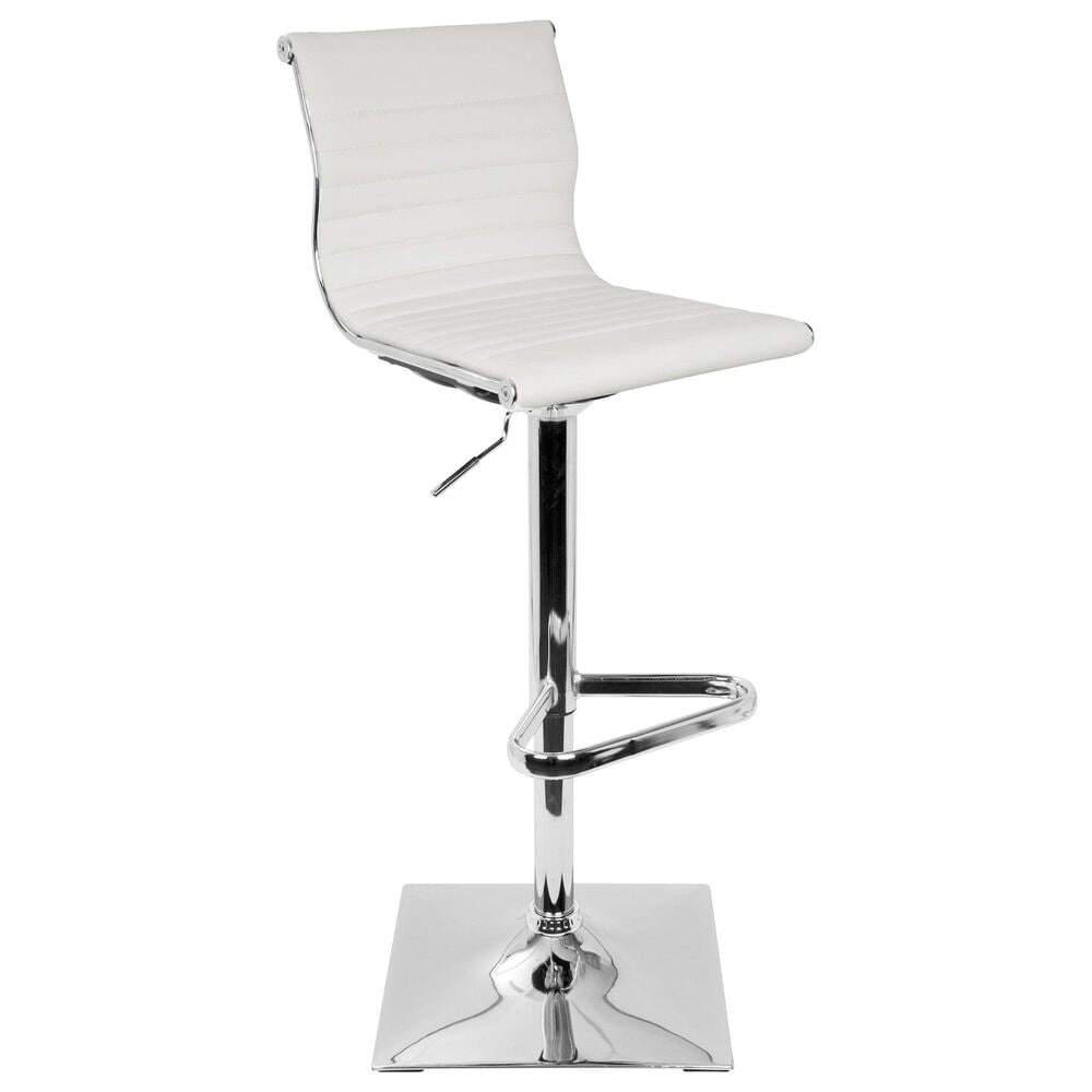 Lumisource Masters Swivel Adjustable Barstool with White Cushion in Chrome, , large
