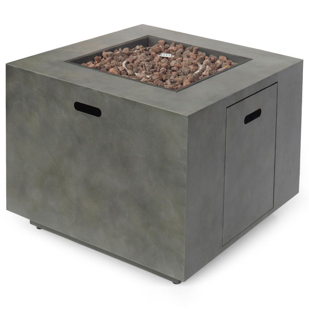 Noble House Wellington 33&quot; Square Concrete-Look Fire Pit in Brushed Brown, , large