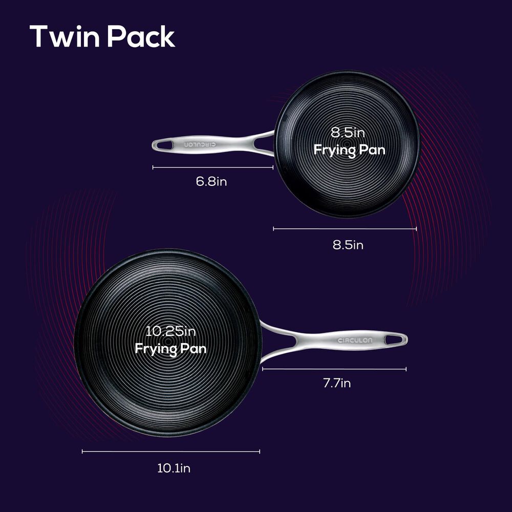 Circulon 8.5&quot; and 10&quot; Tri-Ply Clad Nonstick Frying Pan Set in Stainless Steel, , large