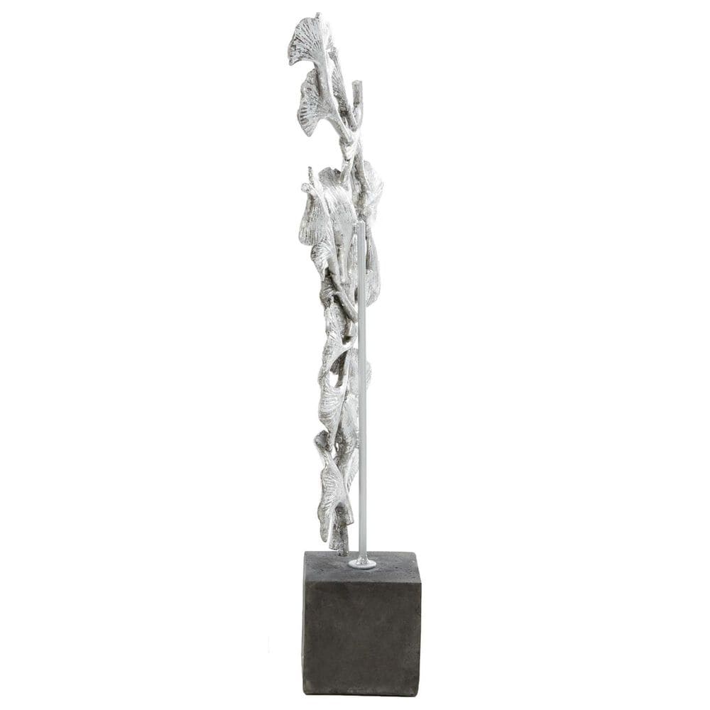 Maple and Jade Handmade Floral Decorative Sculpture in Satin Silver and Dark Gray, , large