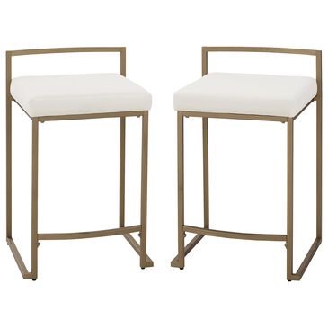 Crosley Furniture Harlowe Counter Stool in Creme (Set of 2), , large