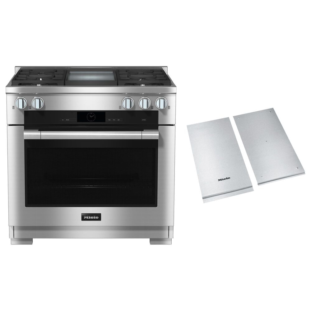 Miele 36" Freestanding Natural Gas Dual Fuel Range with Broil-Griddle Cover in Stainless Steel and Black, , large