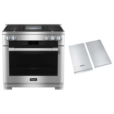 Miele 36" Freestanding Natural Gas Dual Fuel Range with Broil-Griddle Cover in Stainless Steel and Black, , large