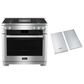 Miele 36" Freestanding Natural Gas Dual Fuel Range with Broil-Griddle Cover in Stainless Steel and Black, , large