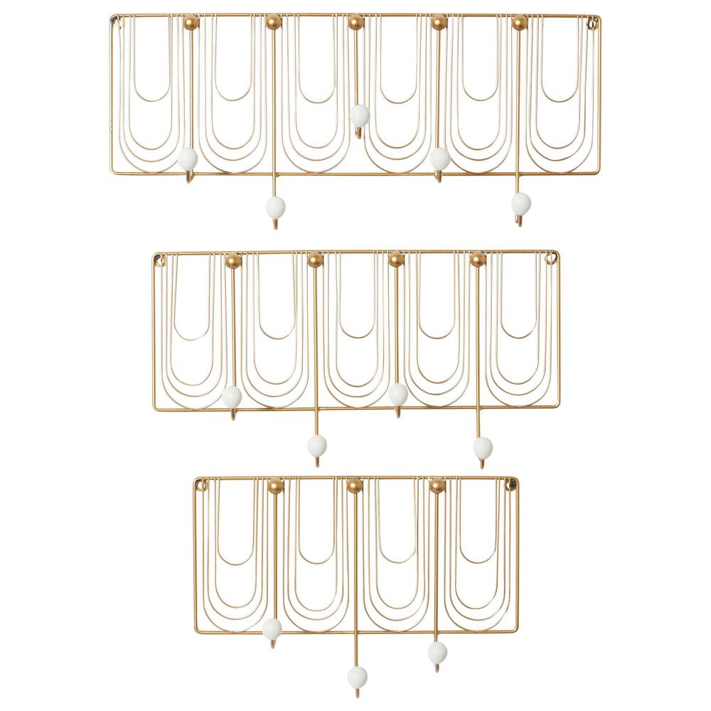 Maple and Jade Metal Glam Wall Hook in Gold &#40;Set of 3&#41;, , large