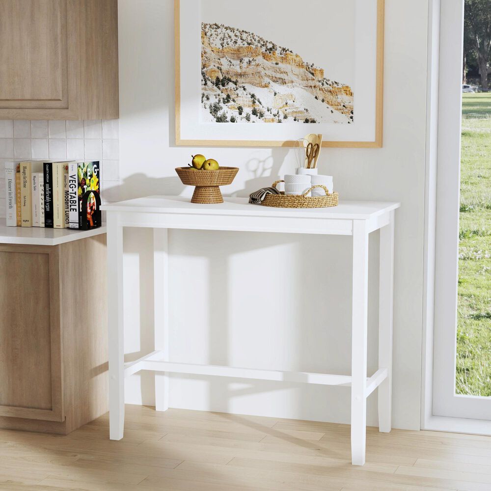 Linon Home Decor Claridge Bar Height Pub Table in Bright White - Table Only, , large