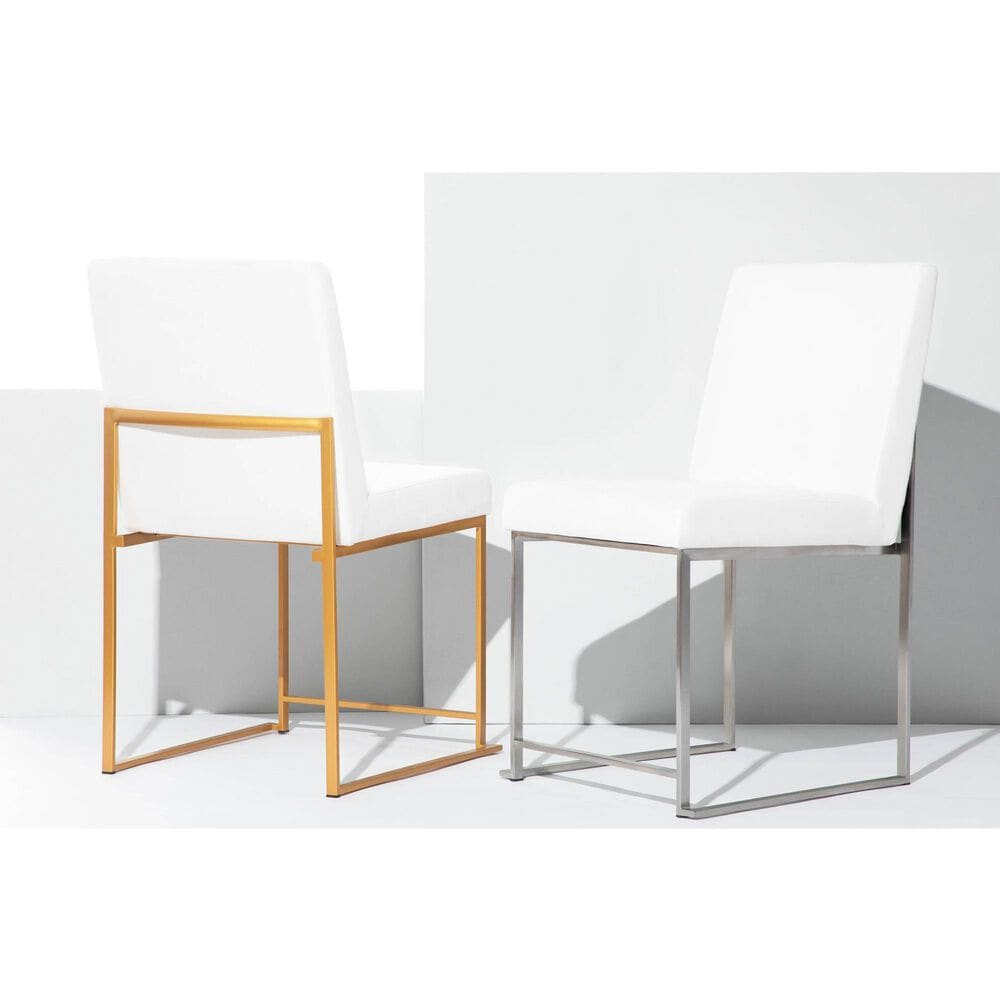 Lumisource Fuji Side Chair with White Velvet Cushion in Brushed Stainless Steel &#40;Set of 2&#41;, , large
