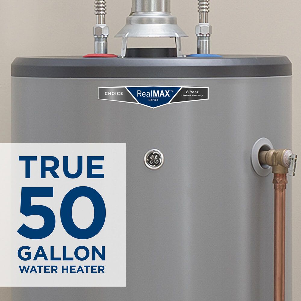 GE Appliances RealMAX Choice 50-Gallon Tall Liquid Propane Atmospheric Water Heater in Gray, , large