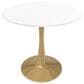 Leisuremod Bristol 27" Round Dining Table with MDF Top in Gold and White - Table Only, , large