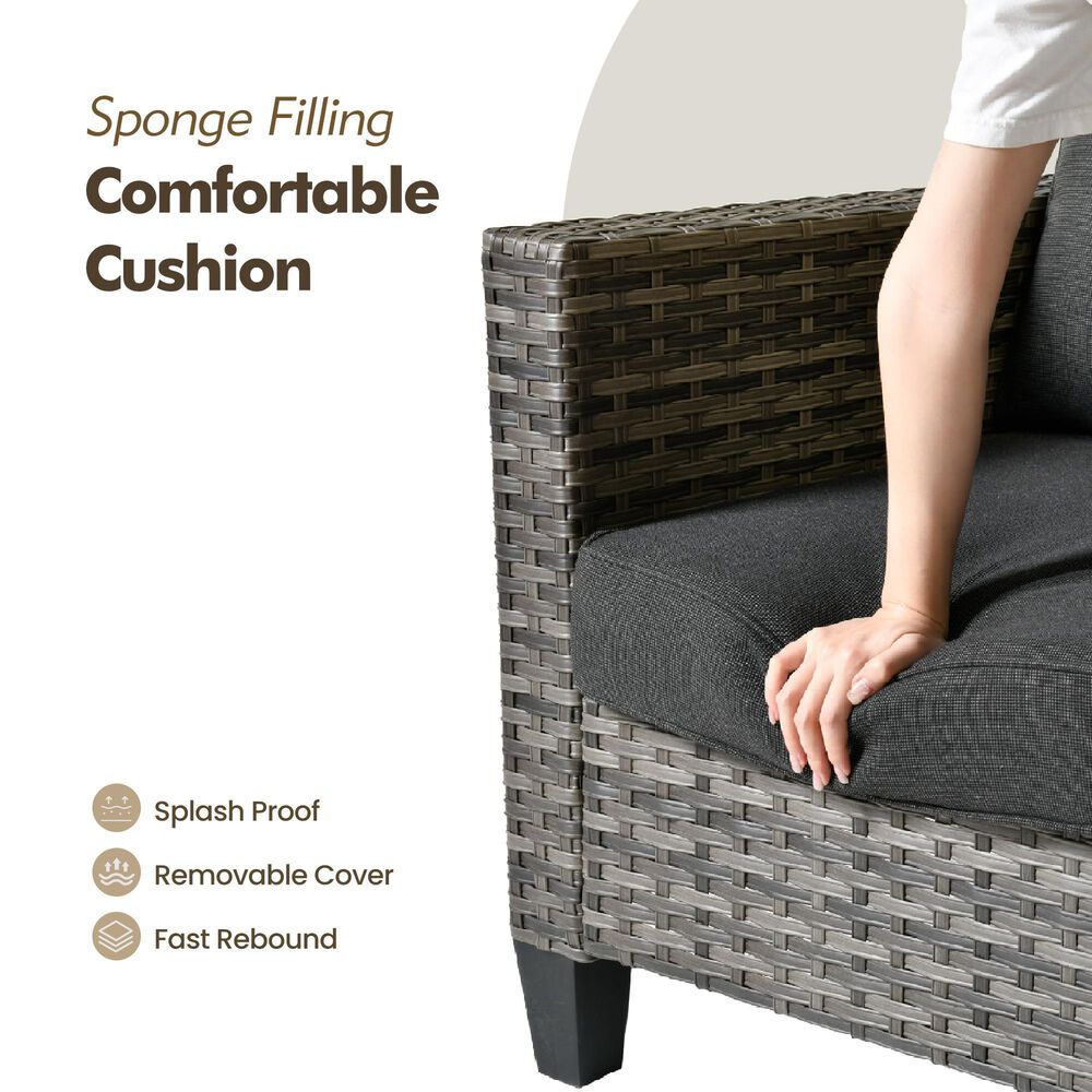 HOMLUX 10-Piece Conversation Patio Set in Black, , large