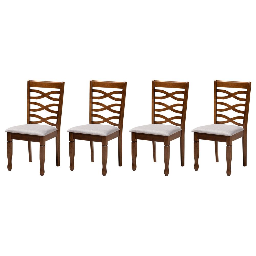 Baxton Studio Elijah Side Chair in Walnut Brown (Set of 4), , large