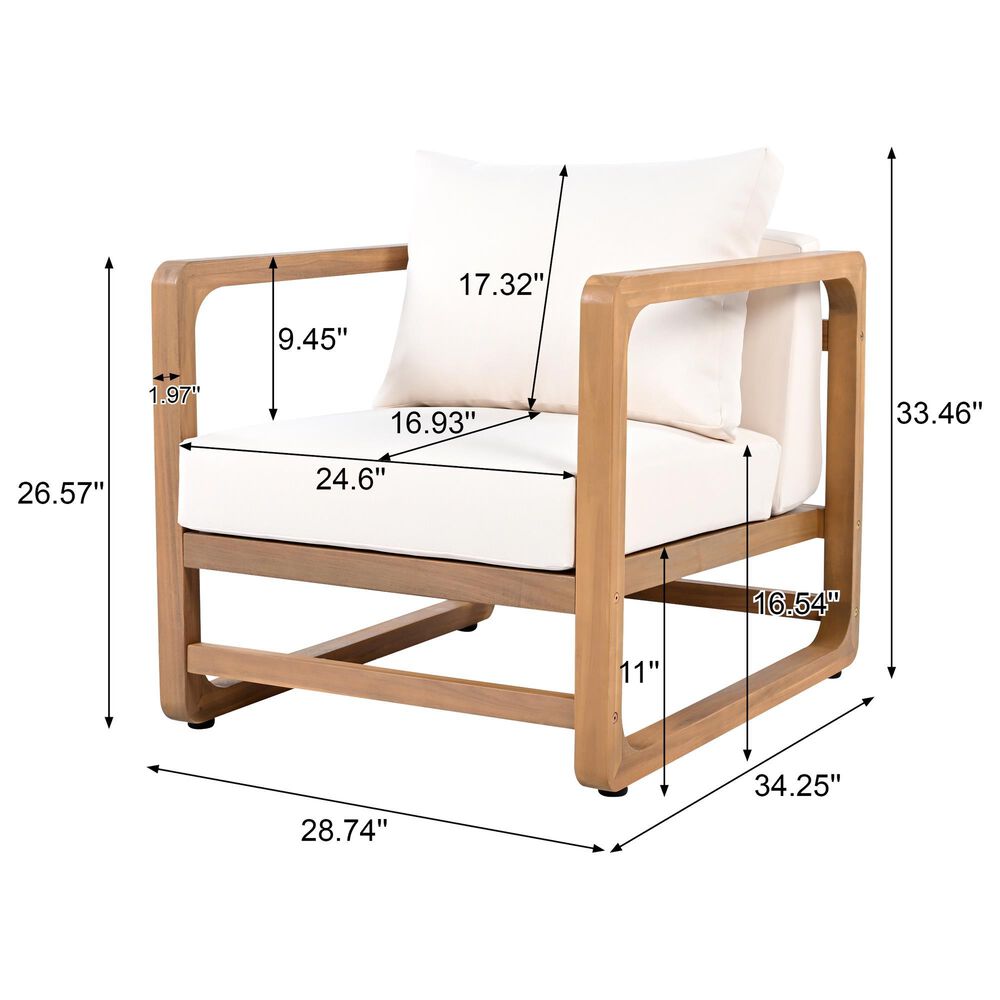 Hearth and Haven Outdoor Club Chair with Oversized Seat and Cushions in Beige, , large