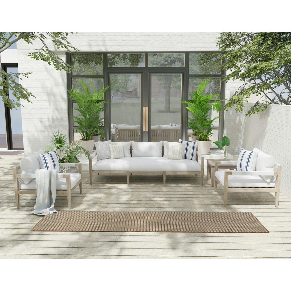Nourison Courtyard Jute and Ivory 2&#39;2&quot; x 8&#39; Indoor/Outdoor Runner, , large