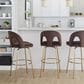 LumiSource Ava Swivel Bar Stool with Espresso Velvet Upholstery in Gold (Set of 2), , large