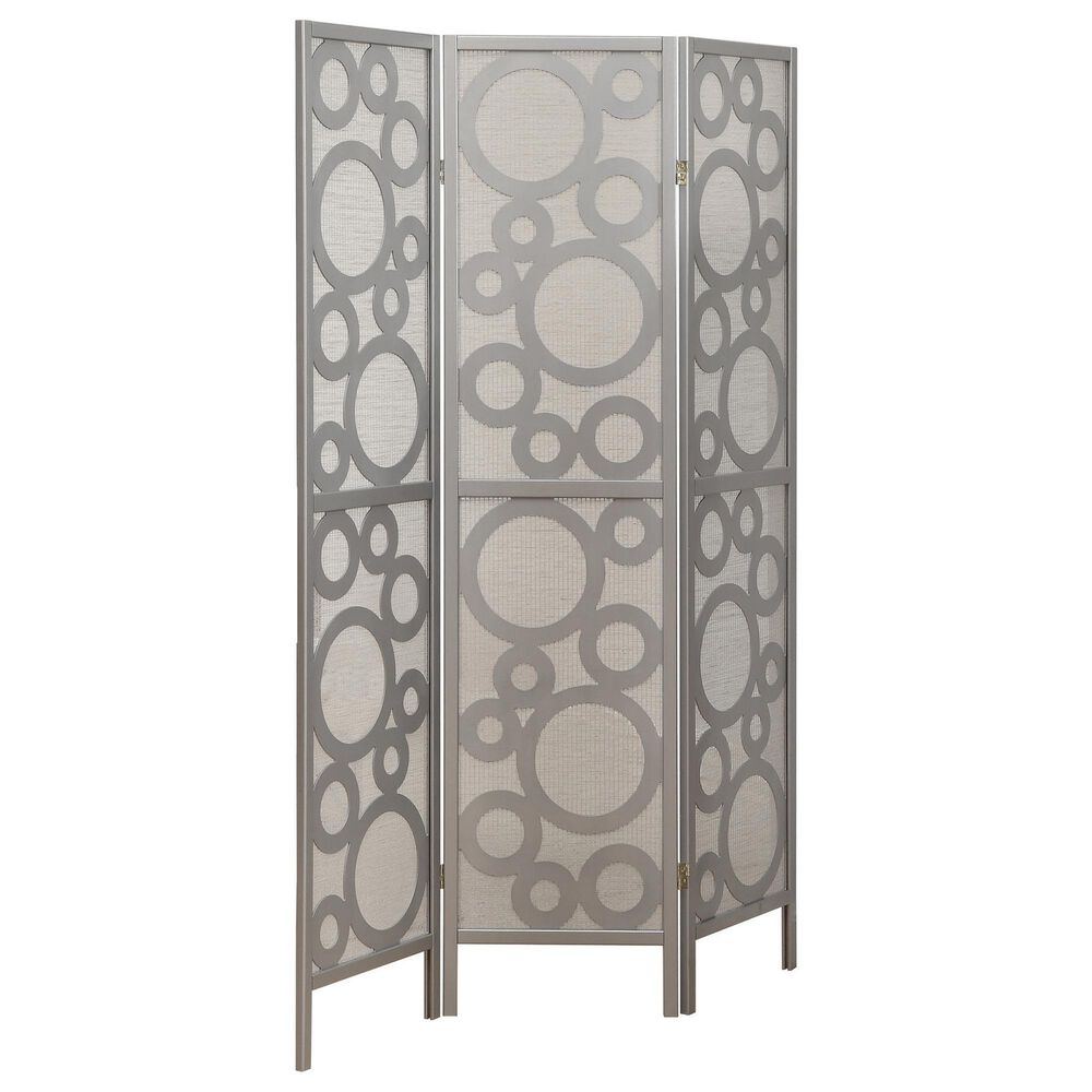 Monarch Specialties 3-Panel Folding Screen in Silver, , large