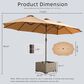 HOMLUX 2-Piece 14.5 ft Patio Umbrella with All-weather Rattan Square Coffee Table Outdoor Set in Khaki, , large