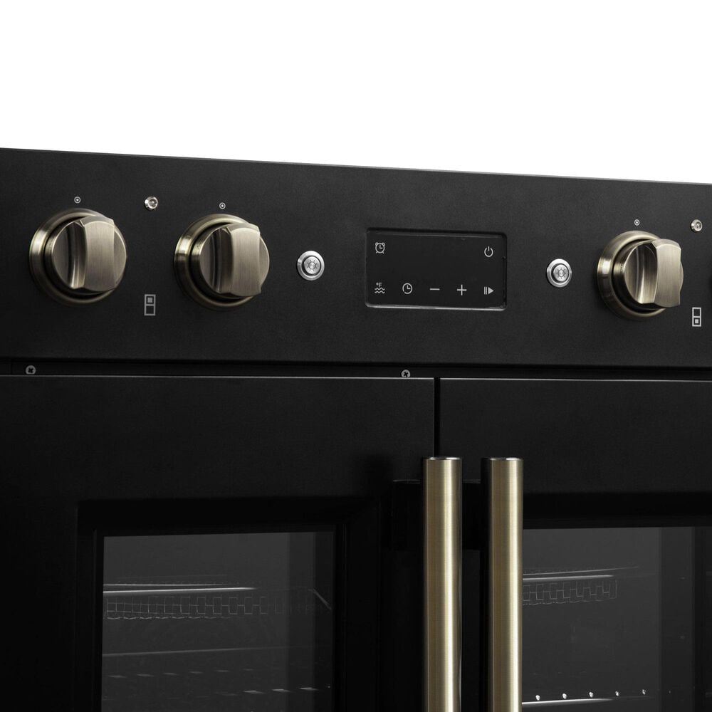 Forno Asti 30" Double Electric Wall Oven with Upper French Door in Black, , large