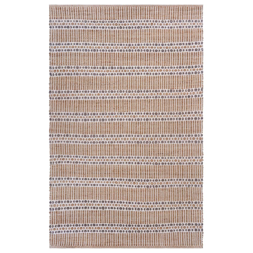 L&R Resources Natural Fiber Striped 5" x 7"9" Ivory Gray Area Rug, , large