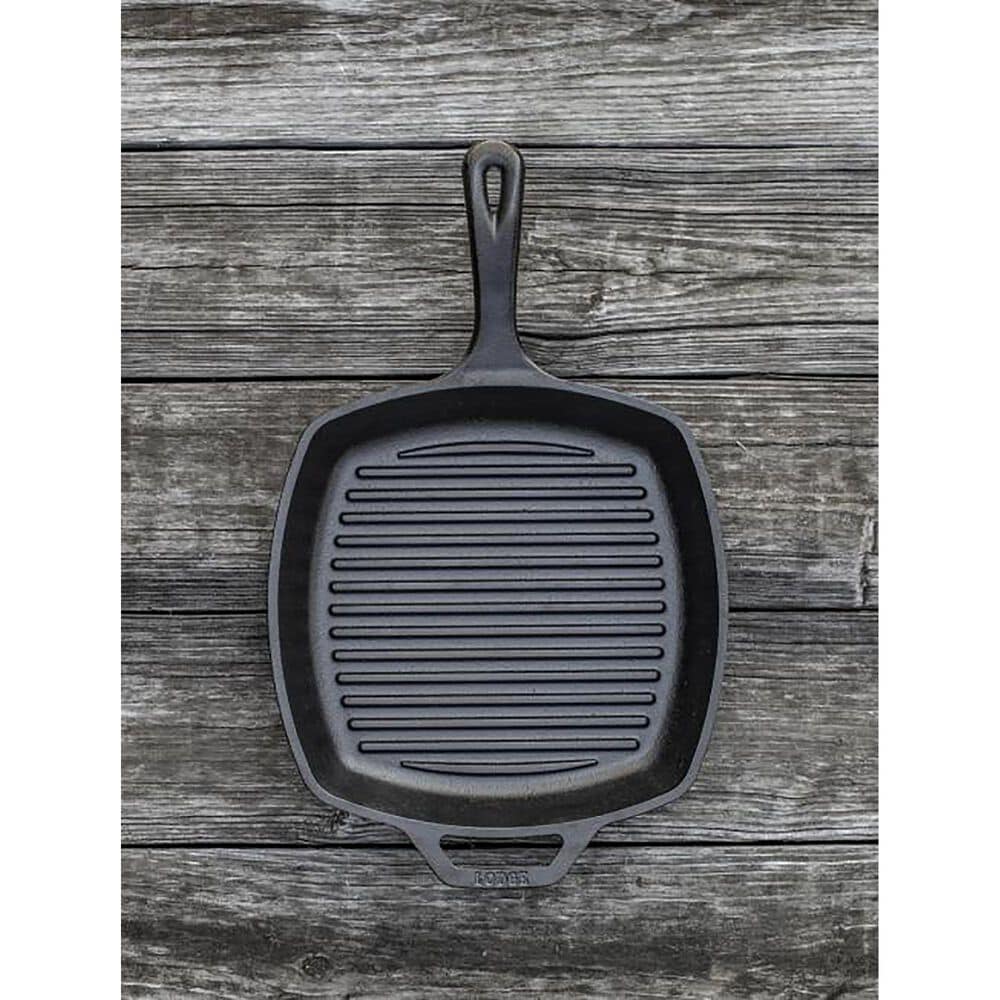 Lodge 10.5&quot; Square Cast Iron Grill Pan in Black, , large