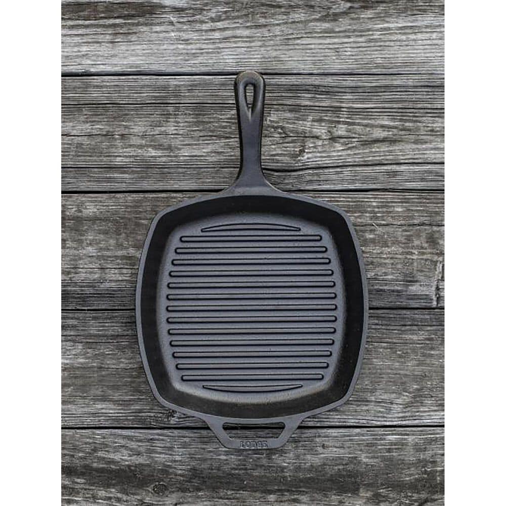 Lodge 10.5 Inch Square Cast Iron Grill Pan, Fits 10 Inch Square Glass Lid