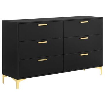 Pacific Landing Kendall 6-Drawer Dresser in Black and Gold, , large