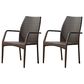 Hearth and Haven Patio Wicker Dining Chair with Sleek Frame and Tapered Leg in Brown (Set of 2), , large