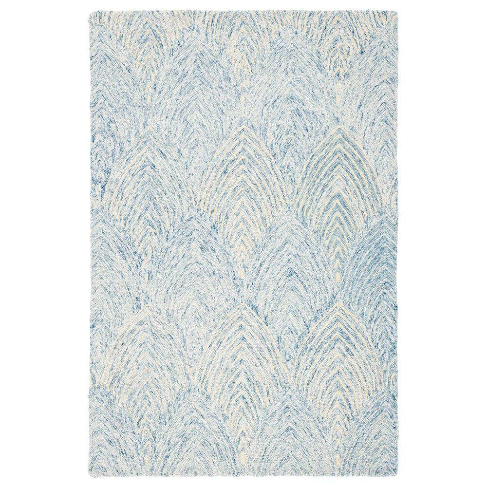 Safavieh Micro-Loop MLP177M 4" x 6" Light Blue and Ivory Area Rug, , large
