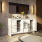Lexora Home Lafarre 60" Double Bathroom Vanity in White with 2 cm White Cultured Marble Top and Rectangular Sinks, , large
