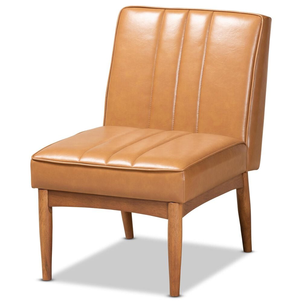 Baxton Studio Daymond Dining Chair in Tan/Walnut Brown, , large