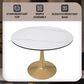 Leisuremod Bristol 40" Round Dining Table with MDF Top in Gold and Marbled White - Table Only, , large