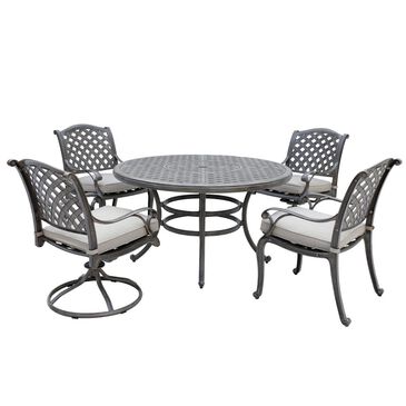 Gathercraft Macan 5-Piece Round Dining Set in Silver, , large