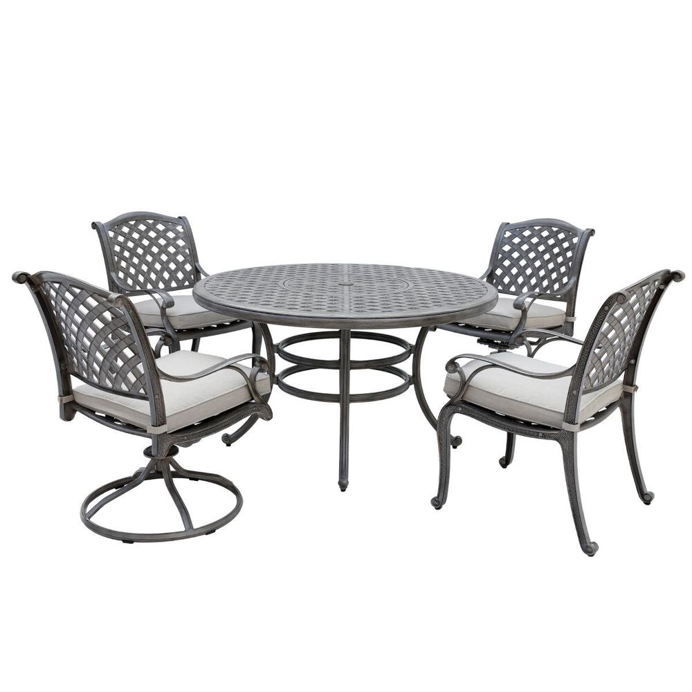 World Source Macan 5-Piece Round Dining Set in Silver, , large