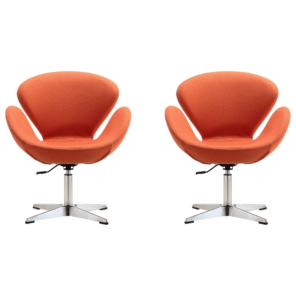 Dayton Raspberry Adjustable Swivel Chair in Orange (Set of 2), , large