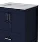 Lexora Home Jacques 30" Single Bathroom Vanity in Navy Blue with 2 cm White Quartz Top and Rectangular Sink, , large