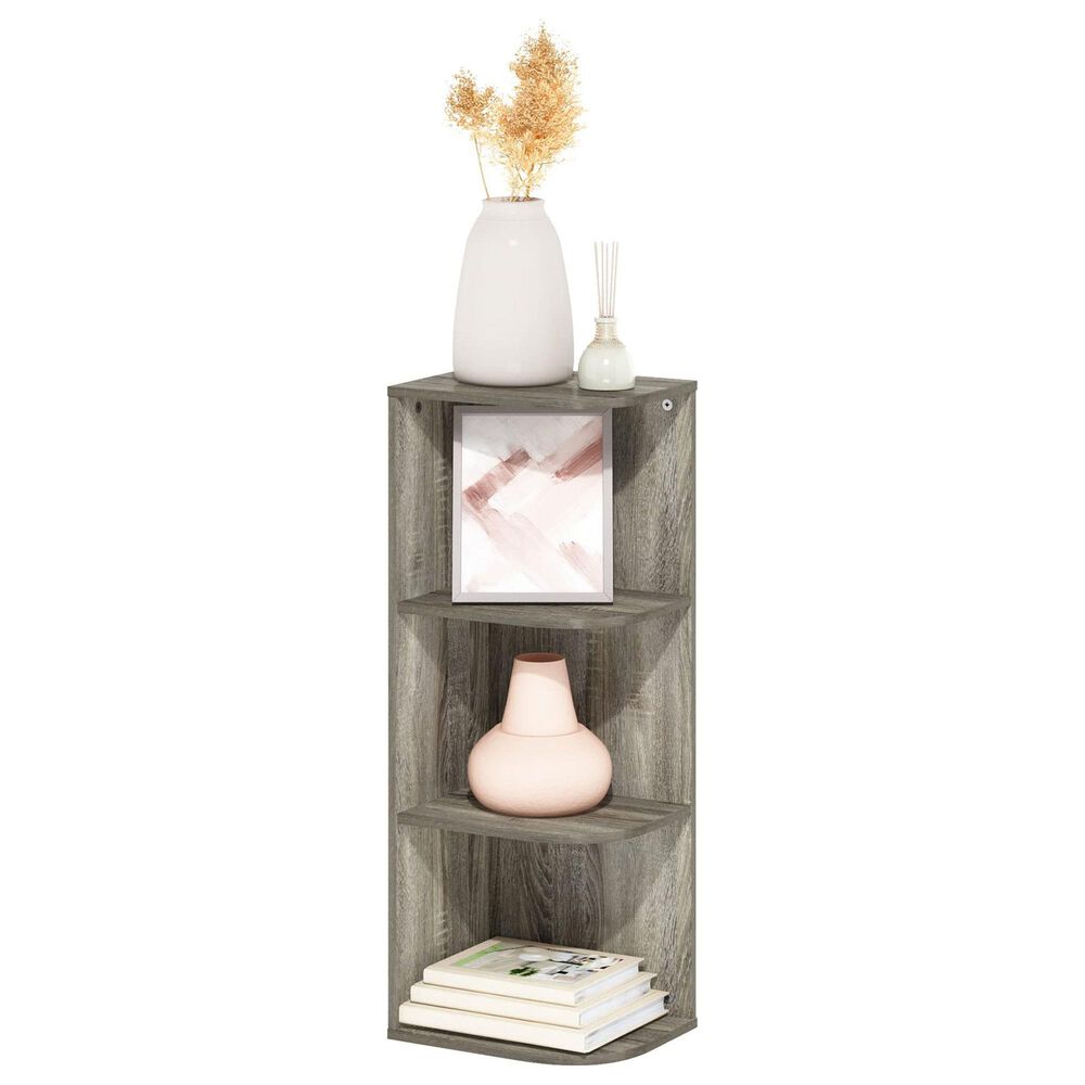 HOMLUX 3-Tier Corner Open Shelf Bookcase in French Oak, , large