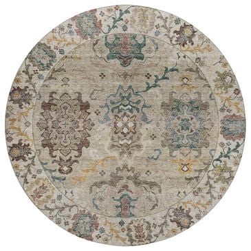 Dalyn Rug Company Silk Road Putty, Ivory, Taupe, Gold, Copper, Blue and Wheat 8" Round Area Rug, , large