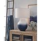 Ashley Dashland Metal Table Lamp in White and Navy, , large