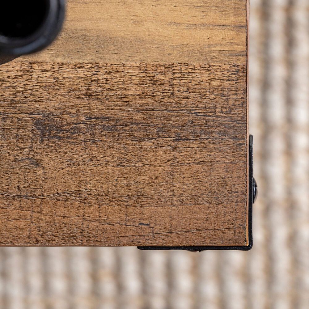 Walker Edison Metal X Side Table in Rustic Oak and Black | Shop NFM