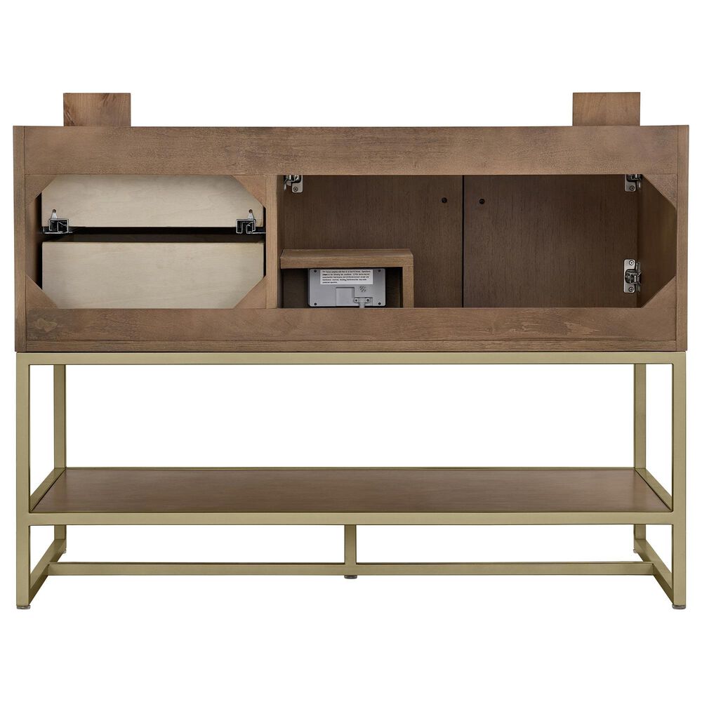 37B Mauri 42" Single Bathroom Vanity with Metal Base in Walnut Drift with High-Profile 4" White Composite Stone Top, , large