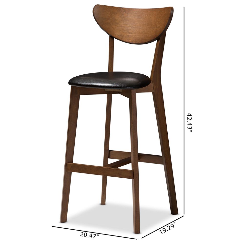 Baxton Studio Eline Bar Stool in Walnut (Set of 2), , large