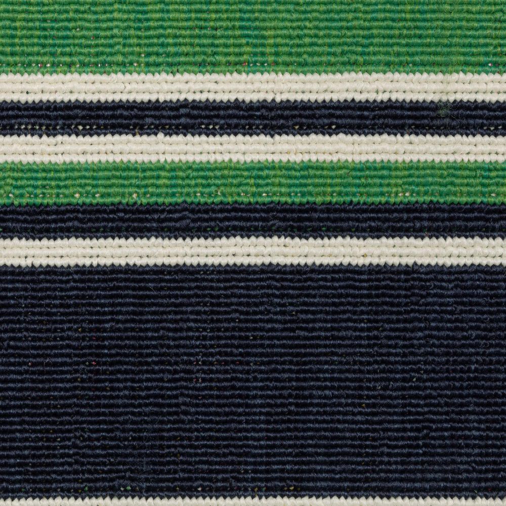 Oriental Weavers Havana Striped Green and Navy 1'10" x 7'3" Indoor/Outdoor Runner, , large