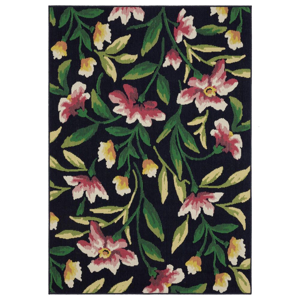 Oriental Weavers Havana HAV12 Navy and Multicolor 6"7" x 9"2" Indoor/Outdoor Area Rug, , large