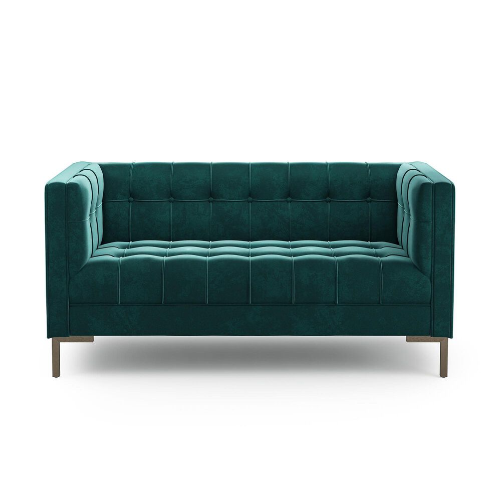 37B Isaac Stationary Loveseat in Green Velvet, , large
