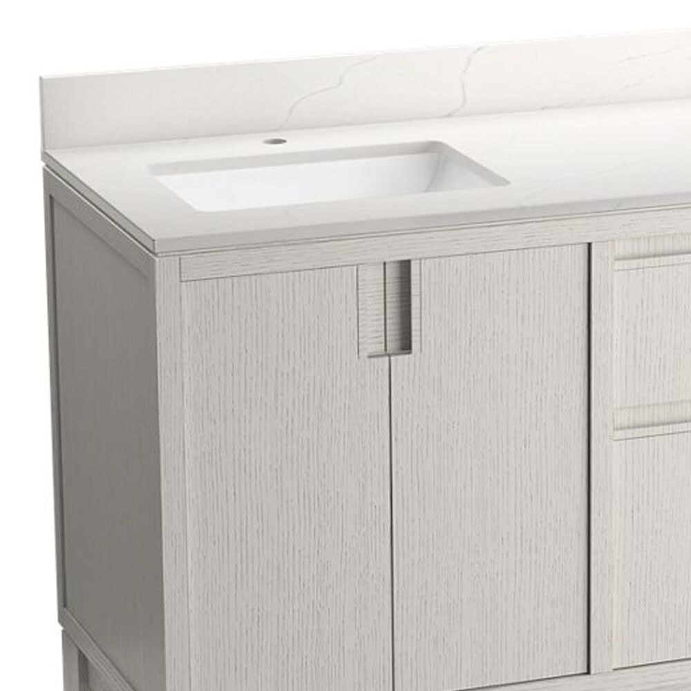 Kohler Solive 60" Double Bathroom Vanity in Gossamer White with 2 cm White Quartz Top and Rectangular Sinks, , large
