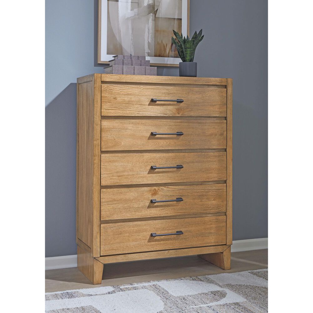 Ashley Sherbana 5-Drawer Chest in Light Brown, , large