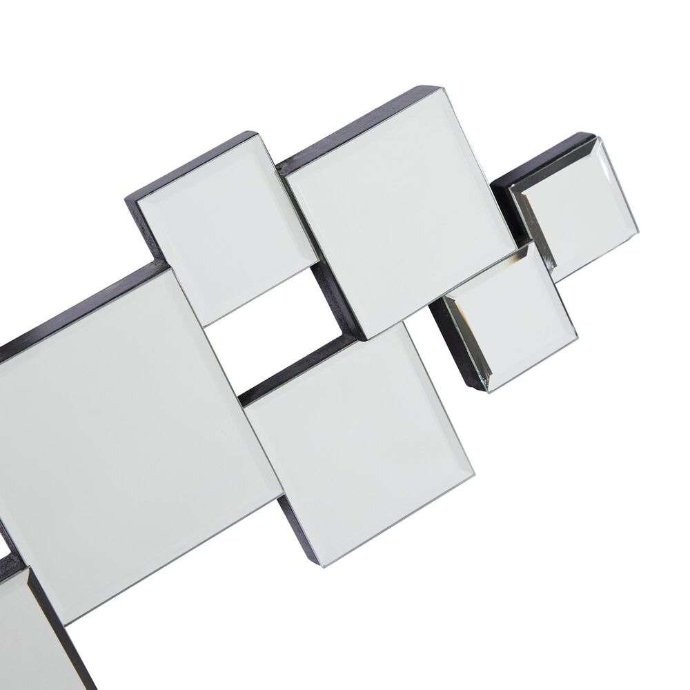 Maple and Jade 21&quot; x 48&quot; Glass Geometric Wall Mirror with Square Mirrors in Silver, , large